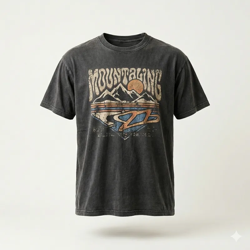 Depois: camiseta com caimento, fundo neutro, parece catálogo