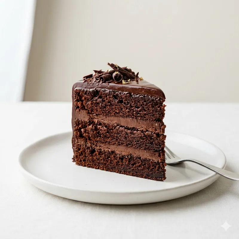 Fatia de bolo de chocolate em foto de estúdio, fundo limpo